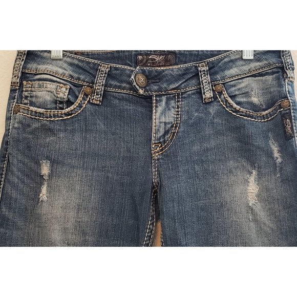 Silver Tuesday Bootcut Distressed Jeans ~ Women's Plus W30 L33 - Picture 8 of 14